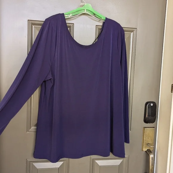 Lane Bryant Pullover Blouse w/V back and Detachable Flat Chain Necklace W 18/20 - Picture 3 of 7